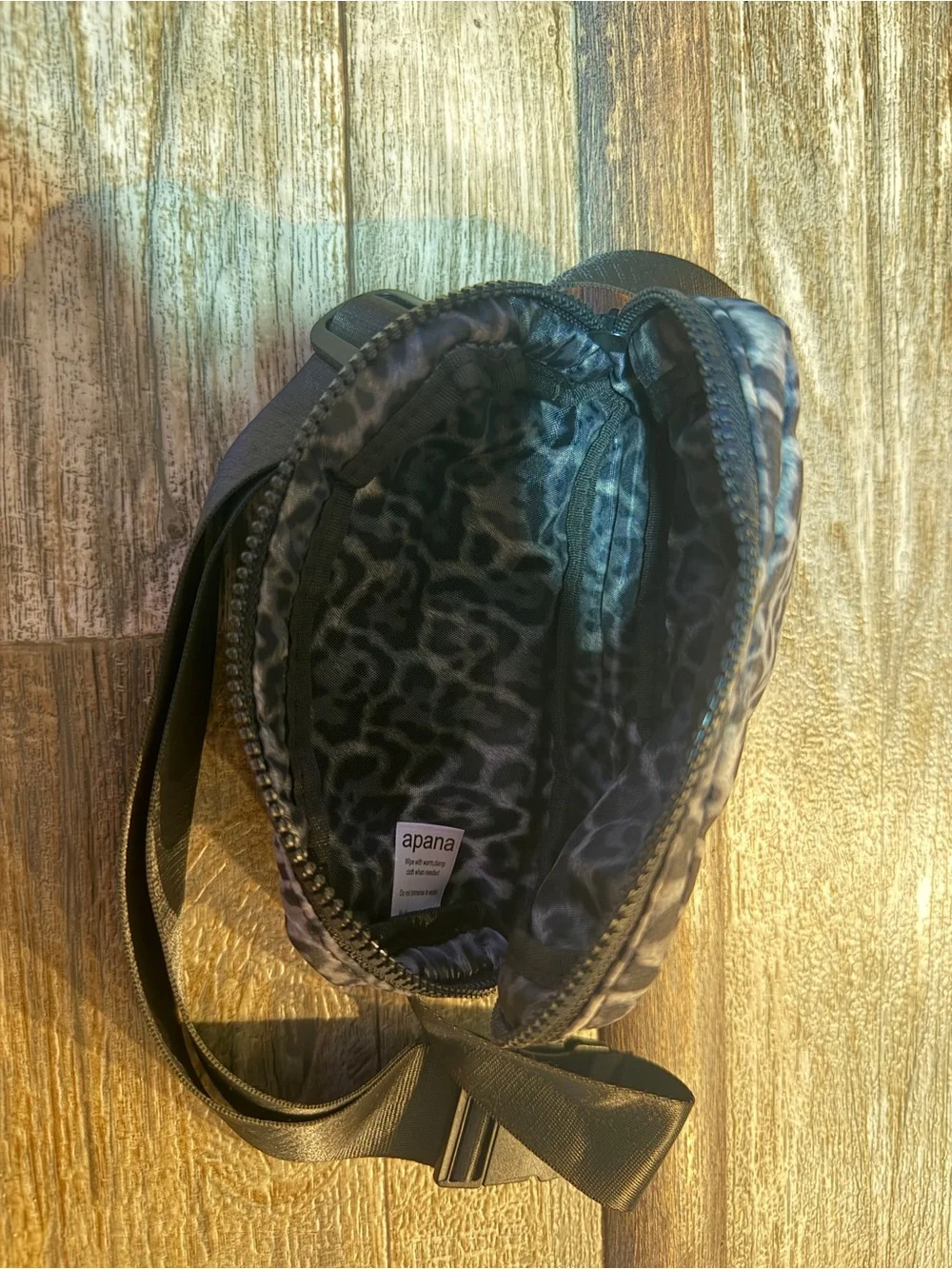 Apana Gray Leopard Print Crossbody Belt Bag